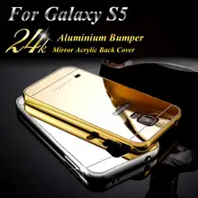 For Samsung Galaxy S5 case Bumper Luxury Aluminum Metal Frame Mirror Acrylic Back Cover Case For Samsung Galaxy S5 case i9600