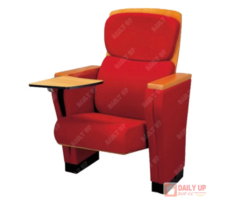 Folding Metal Chair Seat with High Back Cushion VIP Auditorium Chairs with Writing Pad Theater Furniture