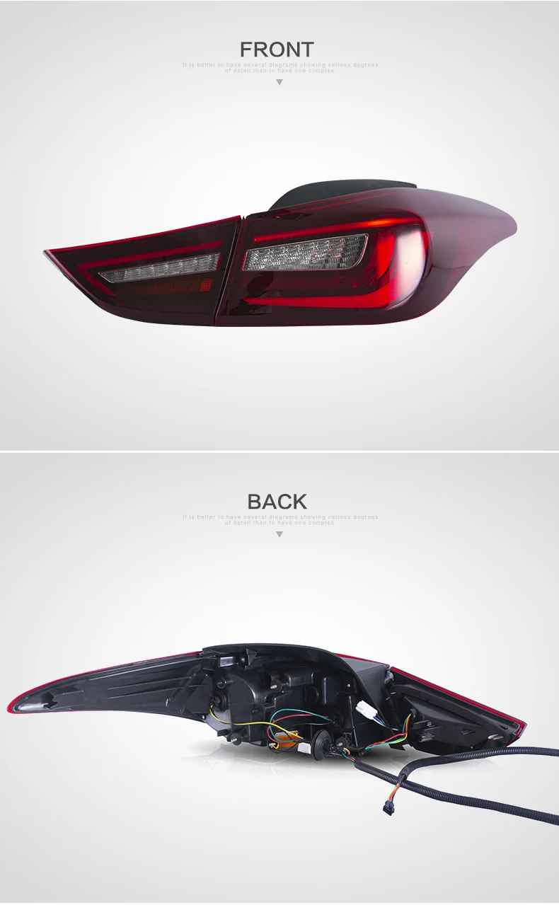 Vland factory for car tail lamp for Elantra Taillight 2011 2012 2013 2014 2015 2016 for Avante MD tail light turn signal wholesa