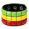 Mixed Colors Fashion Men Women's Plain Rainbow Gay Pride Lesbian PU Leather Wide Cuff Bracelet Factory Wholesale Price