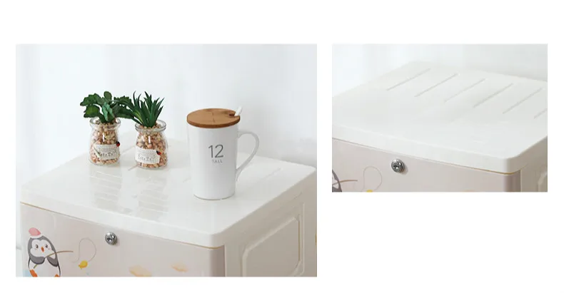 Cartoon patten kids baby plastic wardrobe wtih lock