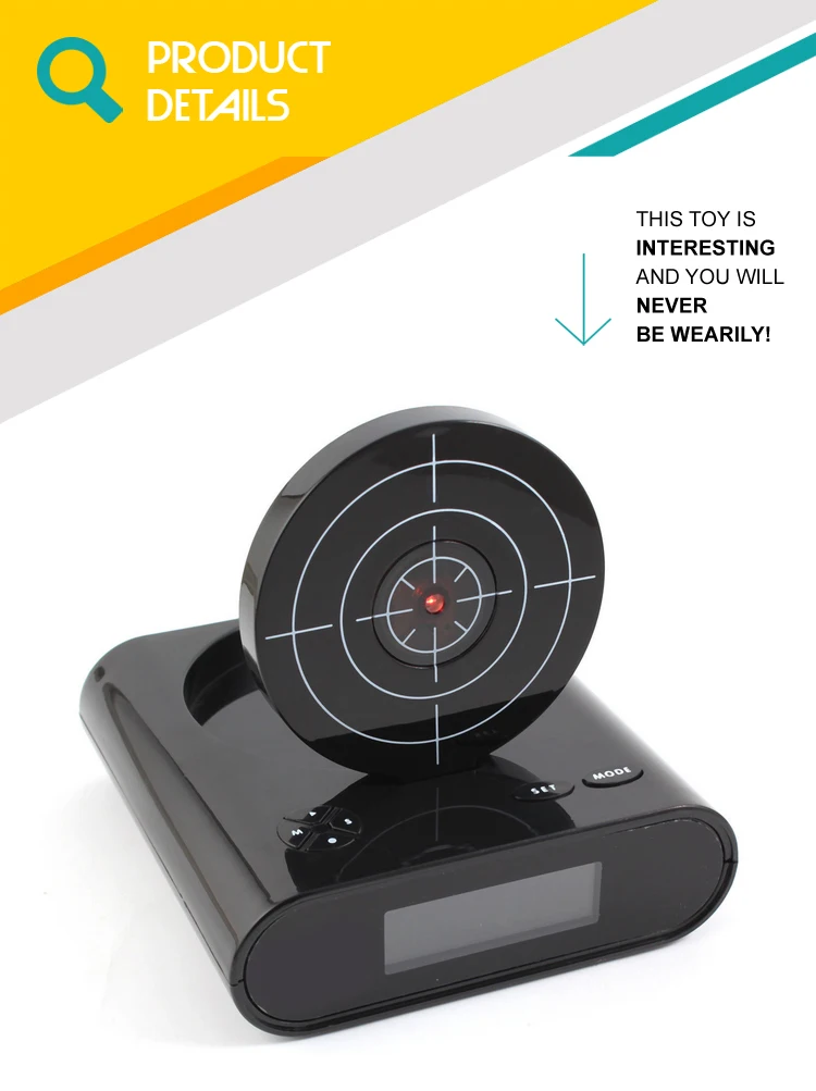 New Design Lazy Wake Up Clock Gun Shooting Target Sunrise Alarm Clock