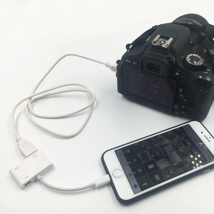 8 Pin To 3.5mm Oem Headphone Jack Camera Adapter For Iphone No App