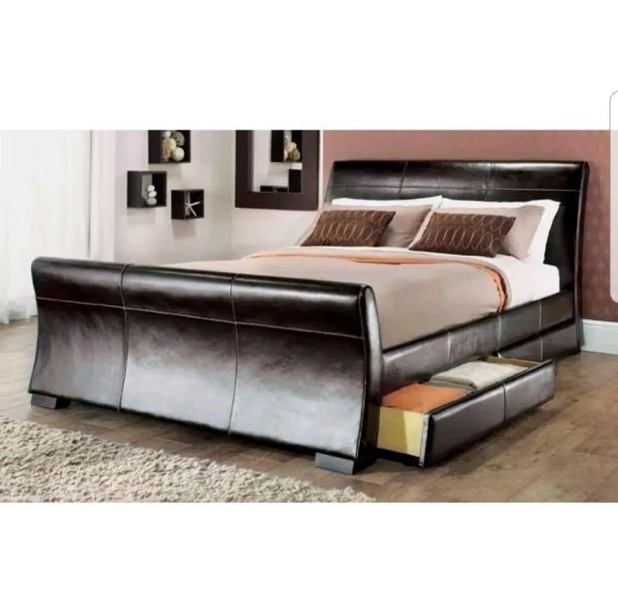 4 Drawers Leather Storage Sleigh Bed King Size Bed Buy Bed