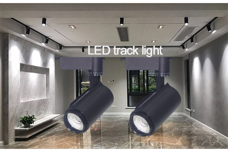 integrated aluminum heatsink 30W cob led spot track light with black white housing led light ceiling track light