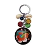 New design customized printing key holder dangling coconut keyring hawaiian flower cowrie shell key chain