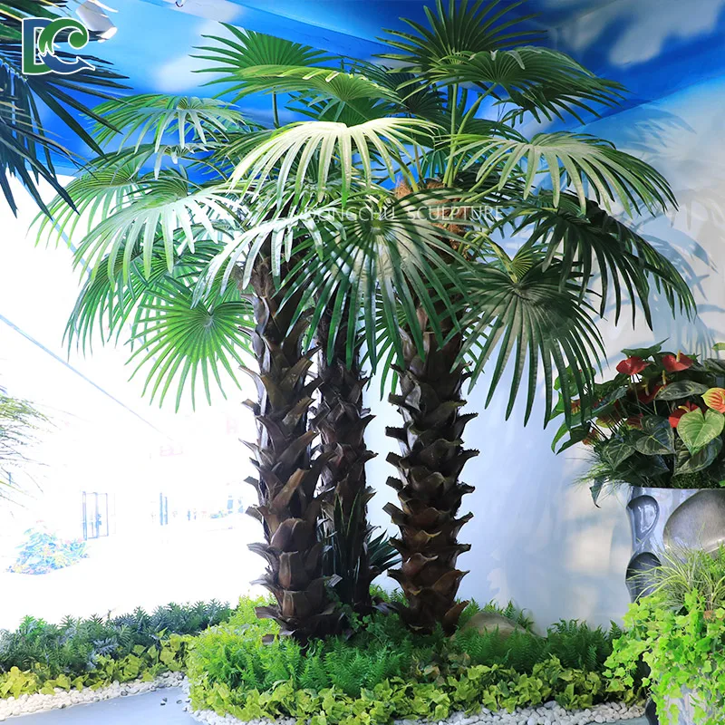 Large Outdoor Artificial Palm Tree Trunks Leaves Plastic Palm Trees