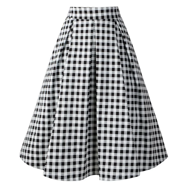 Dressever Women's Vintage A-line Printed Pleated Flared Midi Skirts ...