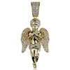 Wholesale European Vintage Gold polished shining Angle with swing zircon micro paved pendant gorgeous fashion women men necklace