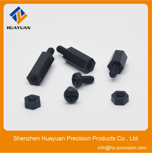 M2.5 M3 M4 black nylon hex standoff, black nylon hex spacer