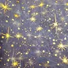 organza gold foil print fabric for christmas