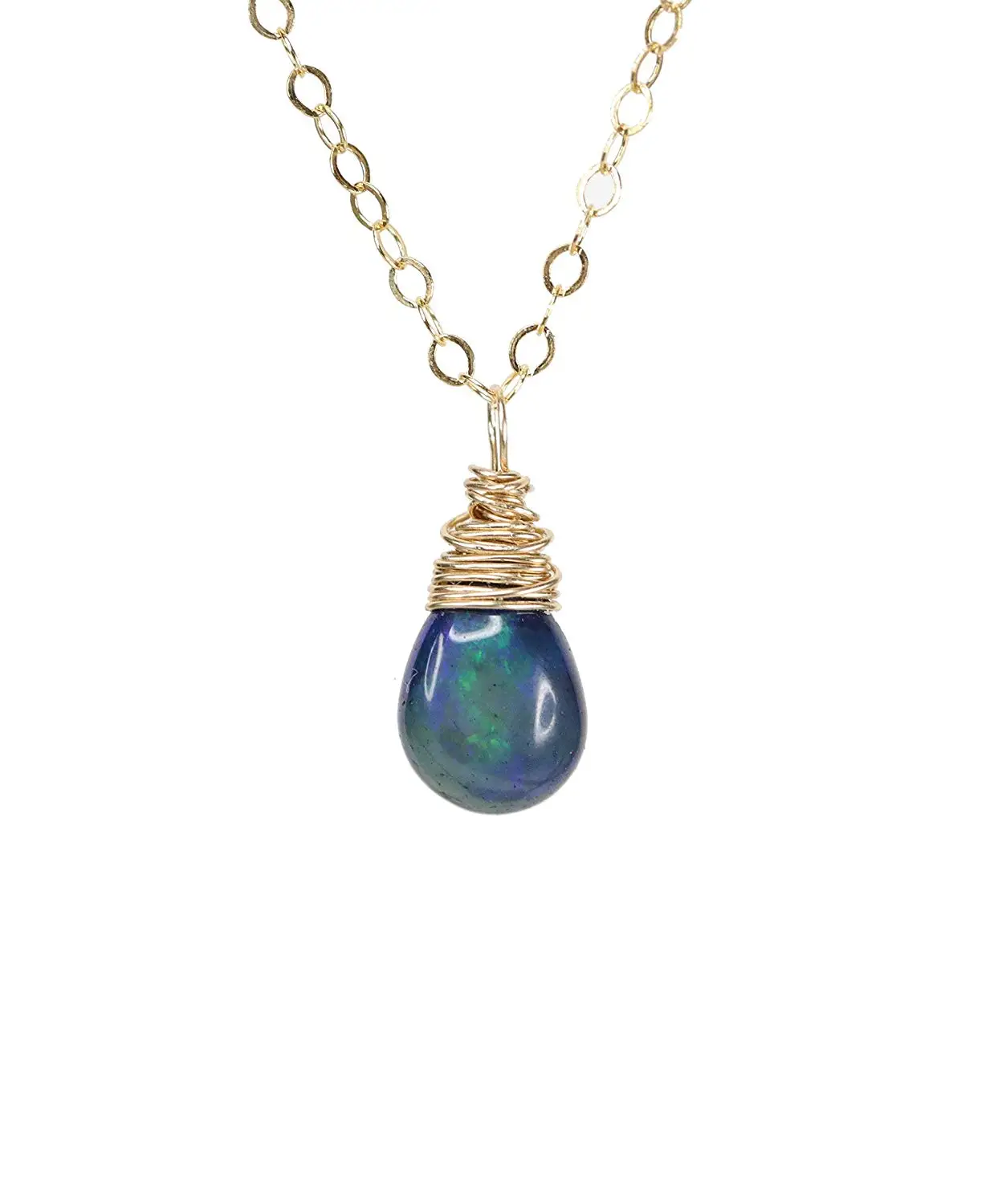 Air Blue Opal Find Deals On Line At Alibaba Get Quotations Real Blue Opal Gemstone Teardrop Pendant Dainty Necklace 14k Gold Filled 17
