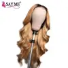 Pre Plucked colored lace front wig Brazilian Hair Wig Blonde Ombre Blue Pink Straight body loose Glueless Wigs