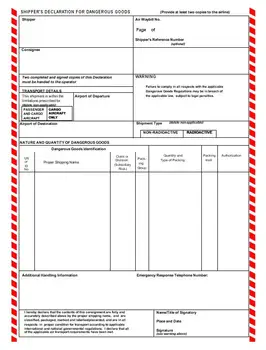 Dangerous Goods By Air Declaration Form - Buy Dangerous Goods ...