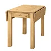 Modern Small Drop Leaf Solid Pine Extendable Dining Table with Drawer