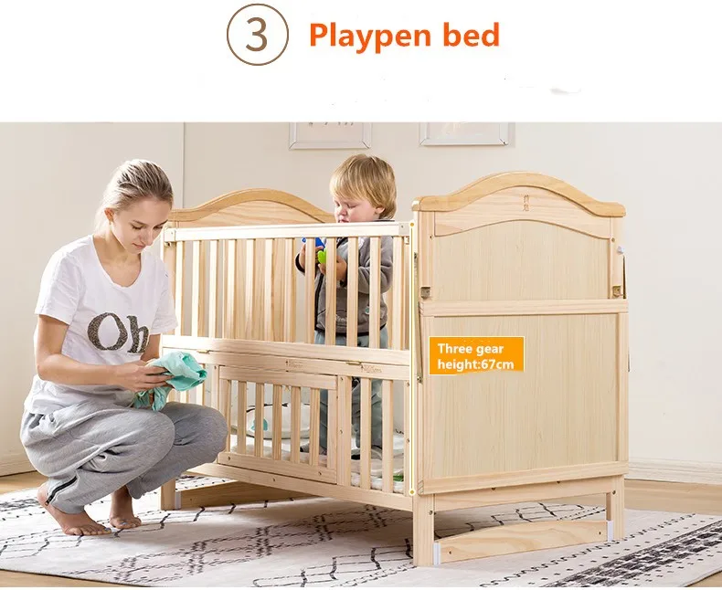 Wooden Solid Pine Convertible American Baby Bed Cot With Movable Wheels Buy Movable Baby Cot
