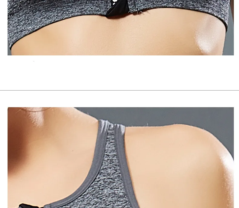 One Piece Full Cup Push Up Bra Running Jogging Fitness Yoga Bra Breathable Shockproof Zipper Sports Bra