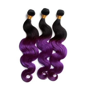 Ombre Brazilian Hair 3 Bundles Two Tone 1b Purple Body Wave Weave