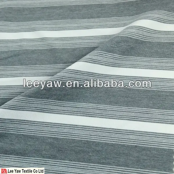 92% Polyester Yarn Dyed Heather fabric 8% Spandex Auto Stripe Jersey with finished wicking