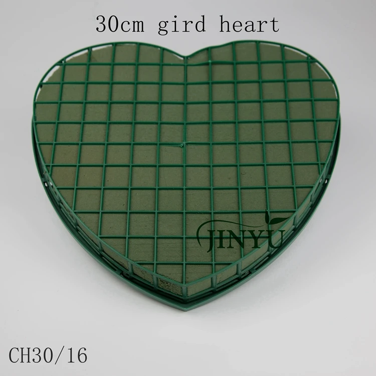 Jinyu Factory Resin Wet Floral Foam Gird Heart 30cm For Fresh Flower