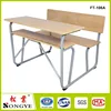 Simple School Furniture Wooden student study table / MDF double seats classroom desk and chair for Primary School