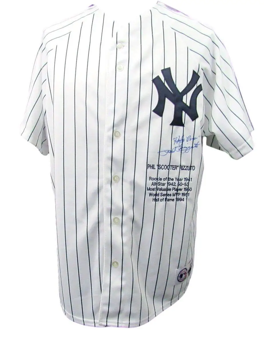 Phil"Scooter" Rizzuto Yankees Autographed Jersey Inscribed PSA/DNA 136420