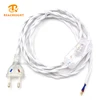 220v white twisted power cord cable with clear Euro plug and inline switch