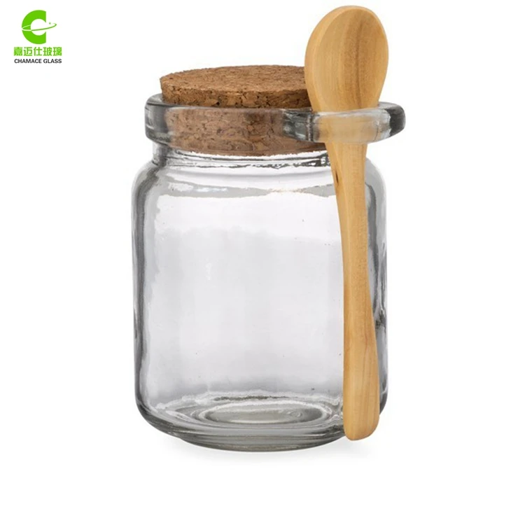 250ml Clear Glass Jar With Cork Lid & Wood Spoon Buy Clear Glass Jar