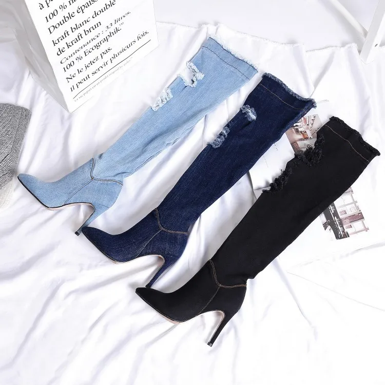 blue thigh high cowboy boots