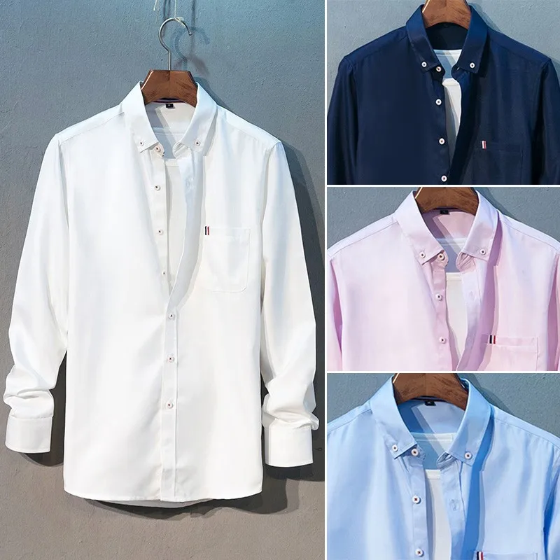 Cheap Plain White Men's Casual Printed Slim Fit Long Sleeve Shirt - Buy ...