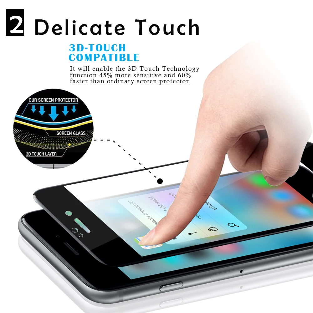 9H 2.5D 0.26mm mobile phone tempered glass screen protector for iphone 8 7 7plus 6 6s plus