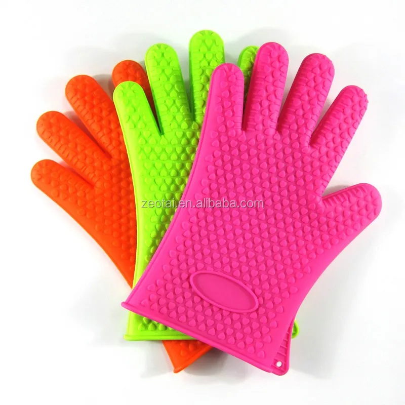 Cotten Lined Baking Oven Glove Food Grade Silicone Bbq Glove Gloves