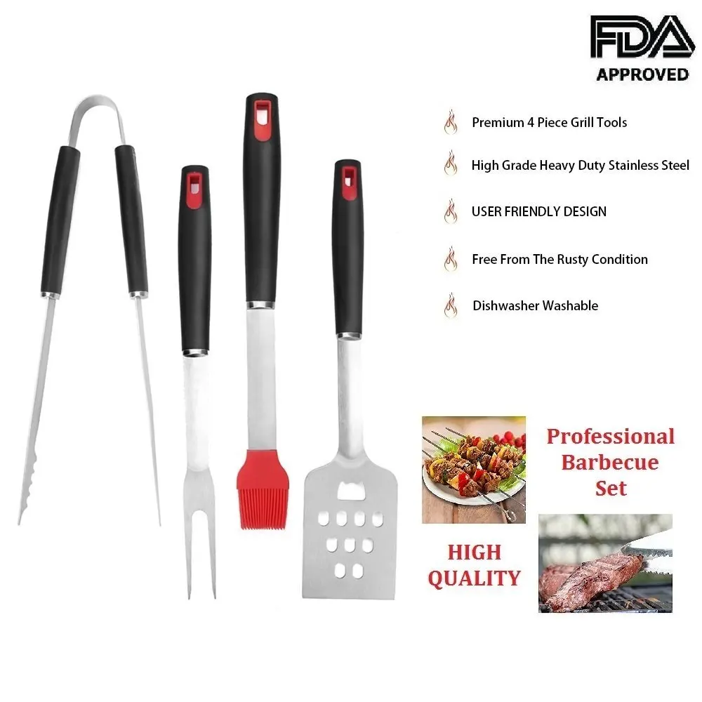 Bbq Grill Tools Set 4 Piece Heavy Duty Professional Grill Tools Kit