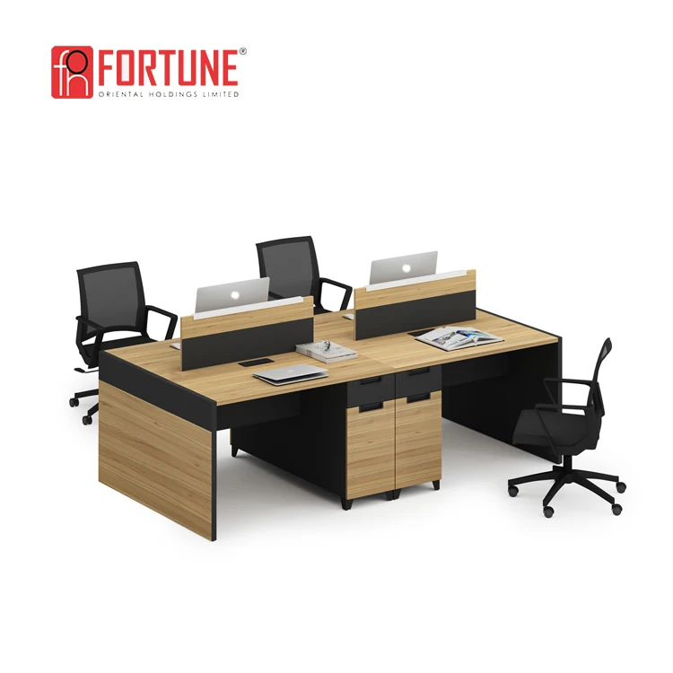 Practicial Office Furniture 4 Seater Plywood Office Desk Staff