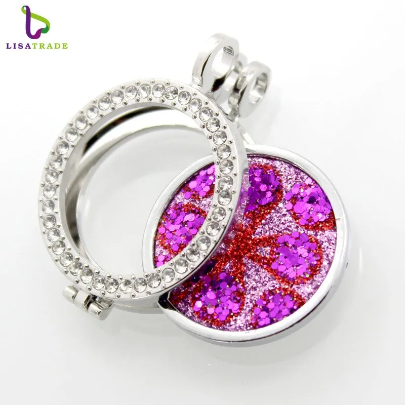 Wholesale Mixed Styles 35mm Alloy Hollow Locket Coin Holder Pendant Diy