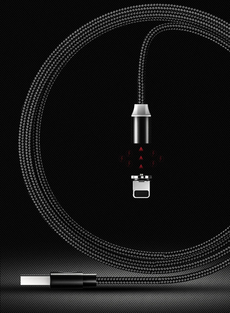 USAMS SJ292 Nylon Braided 2.1A fast charge Magnetic USB data transfer cable for iPhone
