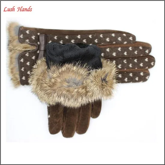 Lady's simple style spandex velvet warm gloves with supersoft polyester lining