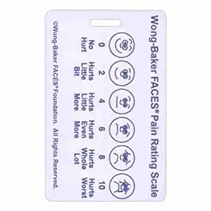 Pain Rating Scale PVC ID Badge Emotiocon Faces English and Spanish Horizontal or Vertical 3 