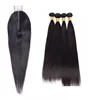 fashion style human 4 pcs hair bundles 1 pcs 2*6 lace closure straight hair bundle human hair
