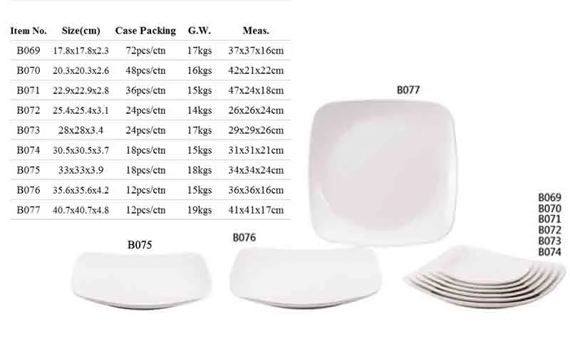 Catering Use Simple Design Dinnerware 7" Square Melamine Plates Buy 7