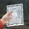 high quality custom transparent 3d crystal cube laser engraving photo frame for Wedding gift