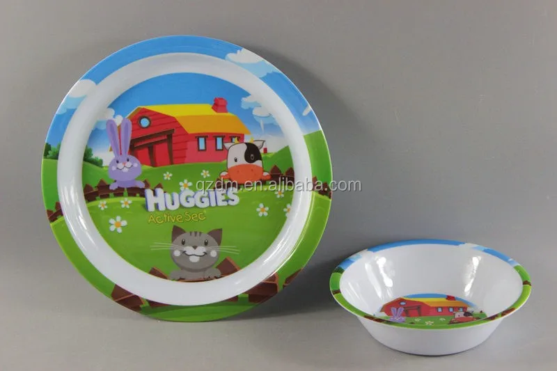 2017 Hot Sale Melamine Kids Plate And Bowl Sets For Promotion
