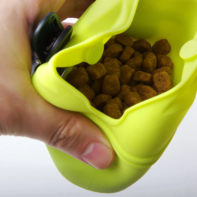 Pet Silica Gel Pocket Dog Treat Silicone Training Punch Bag Pocket Food