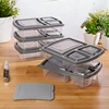 Meal Prep Container Set with Snap-In Cutting Board, Divided Bento Style, Set Includes 5 Containers With Lids and 1 Cutting Board