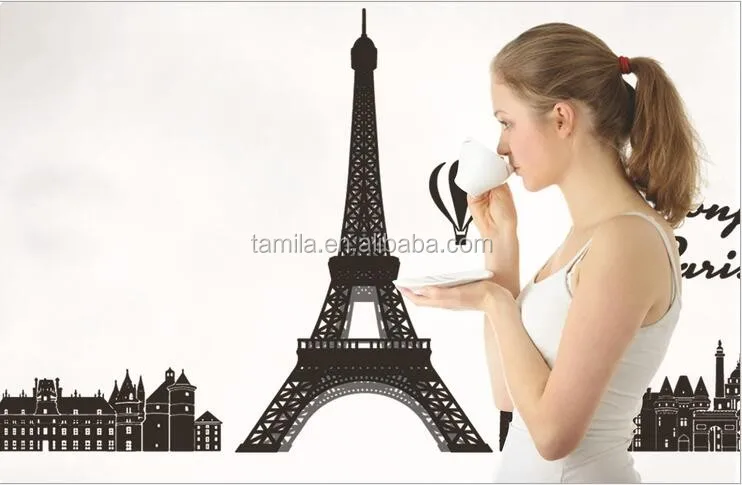 1 Paris DIY Love Couple Eiffel Tower PVC Wall Sticker Home Decoration