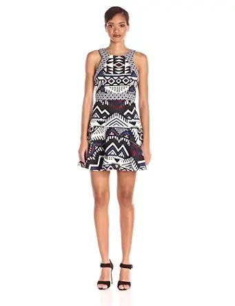 Parker Womens Andover Fit-and-Flare Jacquard Dress