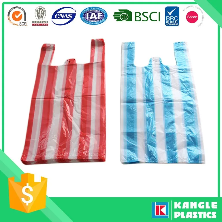 plastic grocery vest handle t shirt packaging bag for shopping