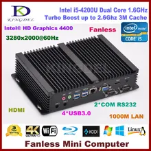 16G RAM+128G SSD HTPC Core i5 4200U fanless desktop computer,HDMI,Dual COM,USB 3.0,VGA,WIFI DHL free