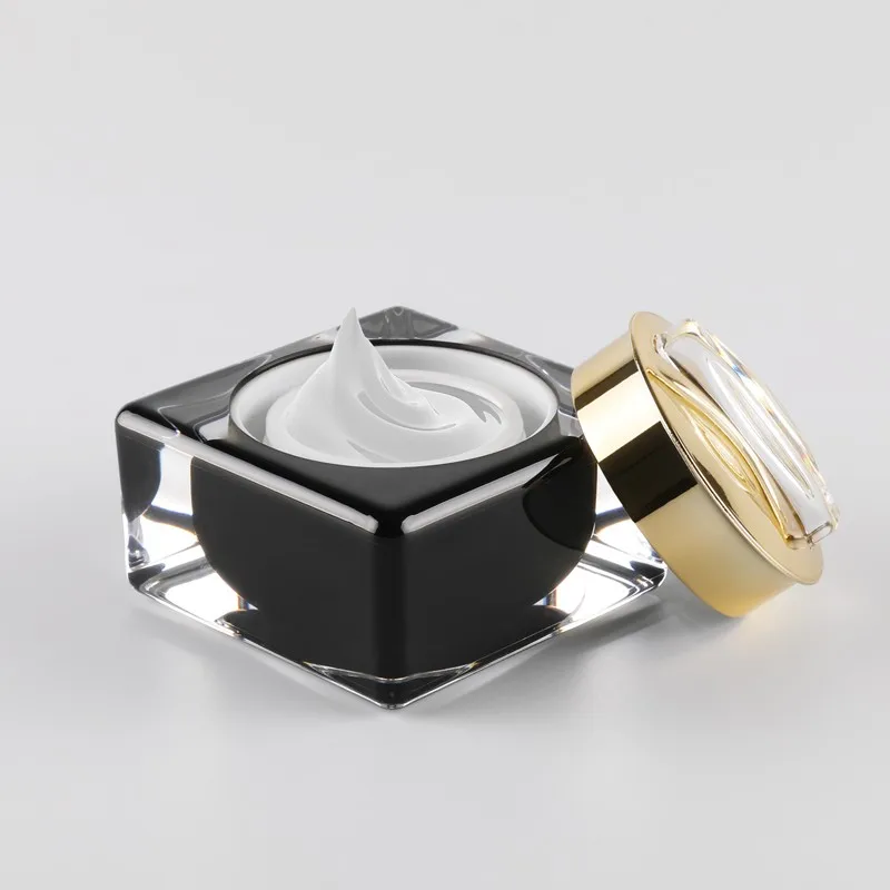 Square Plastic Acrylic Cream Jars Cosmetic Packaging Empty Container