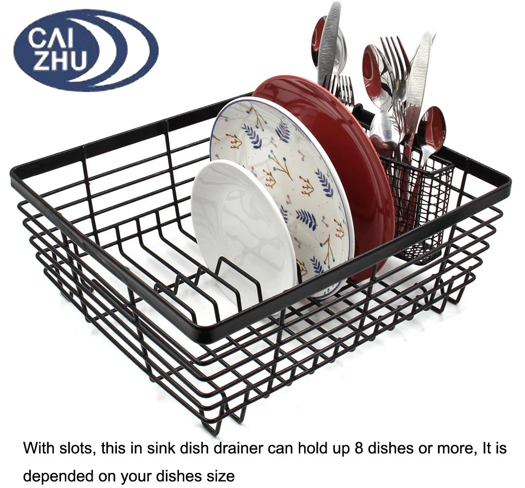 Kitchen Dish Drainer Drying Rack With Fullmesh Silverware Storage Basket,Black Buy Kitchen